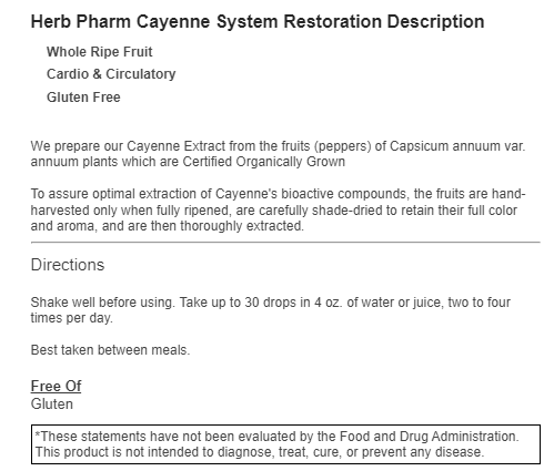 Cayenne 1 fl oz-Herbs : 1 fl oz
