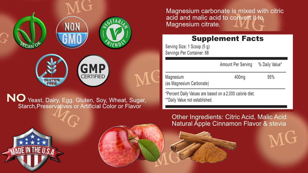 Magnesium Supreme (Natural "Apple Cinnamon" Flavor) 12oz, 68 servings - Vites.com