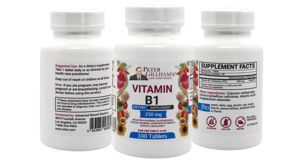 Vitamin B1 (Thiamine) 250mg, Tablets - Vites.com