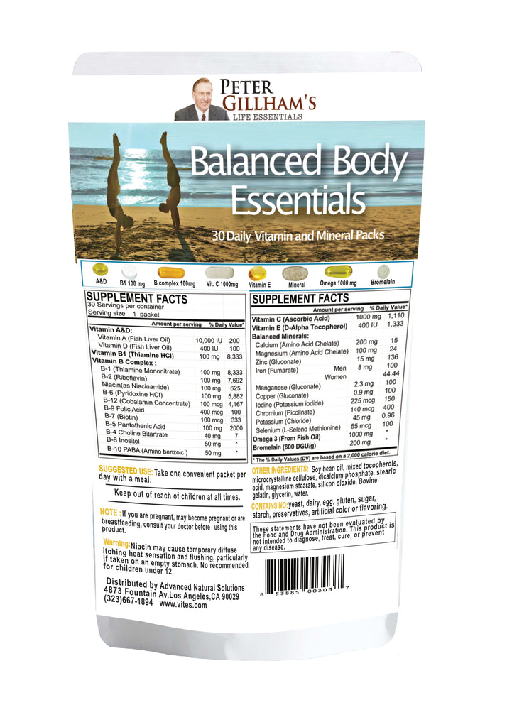 Balanced Body Essentials, 30 daily Vitamin/supplement packs (Theta Essentials)