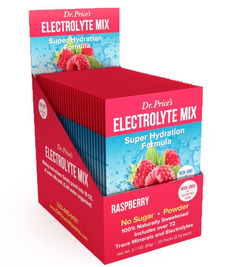 Dr. Price's Electrolyte Mix (Raspberry), 30ct Box - Vites.com