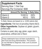 Vitamin A & D (10,000 IU / 400 IU) - Vites.com