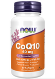 CoQ10 60 mg with Omega-3 Fish Oil 60 Softgels, NOW - Vites.com
