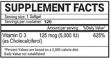 D3 125 mcg (5,000 IU) 120 Softgels - Vites.com