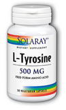 L-Tyrosine Free Form 500mg, 50 VegCaps, Solaray