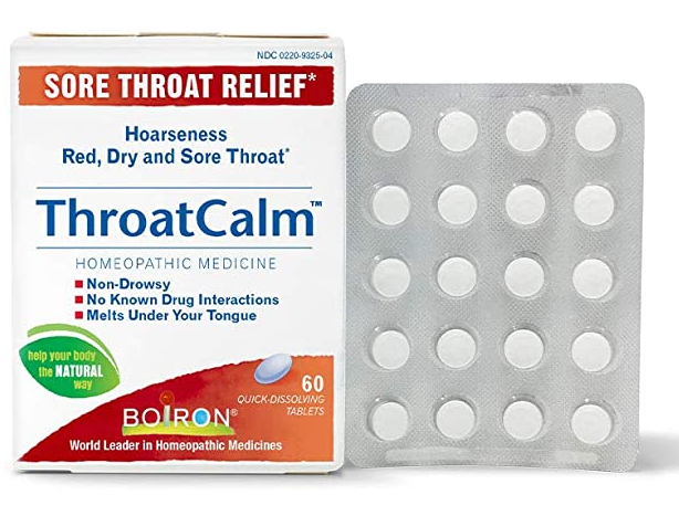 ThroatCalm Tablets for Pain Relief from Red, Dry, Scratchy, Sore Throats and Hoarseness - 60 Count Boiron - Vites.com